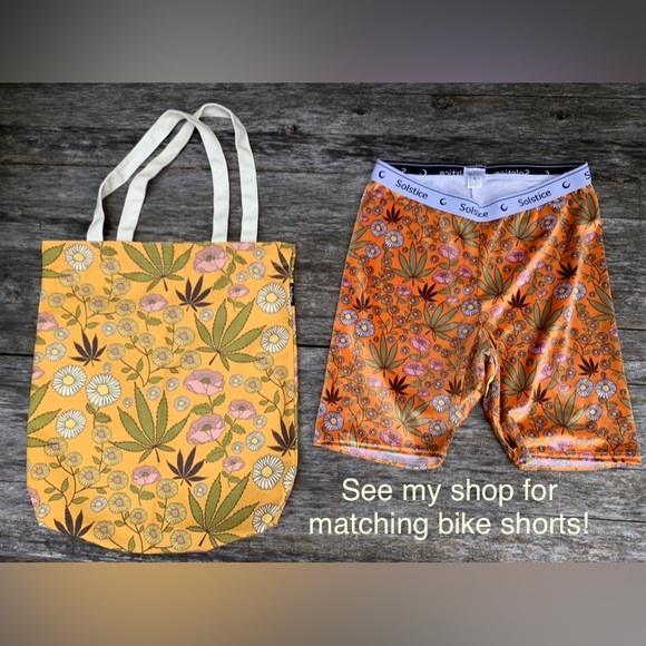 Retro cannabis hemp canvas tote bag by Solstice Intimates - Picture 4 of 4